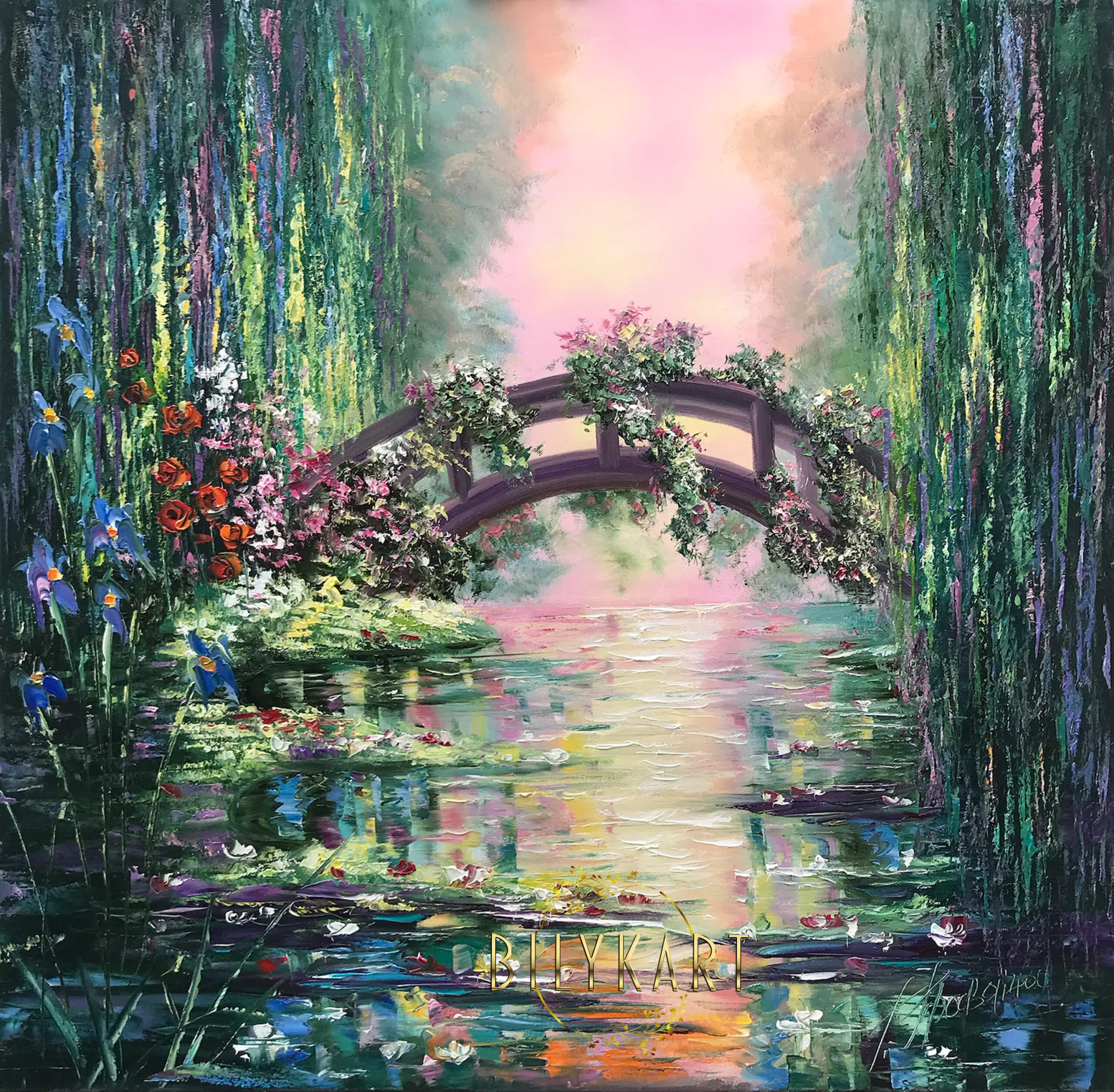 Bridge Over A Pond Of Water Lilies Oil Painting Original Claude Monet ...